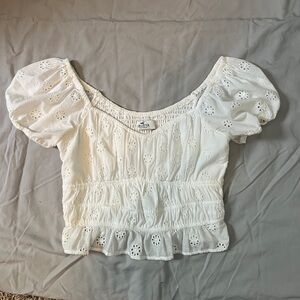 White Eyelet Puff Sleeve Top